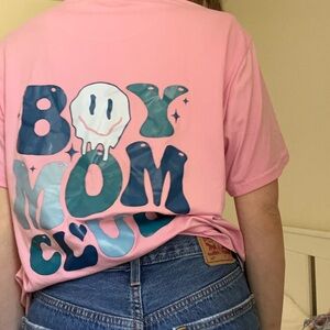 Pink 'Boy Mom Club' Graphic T-Shirt
